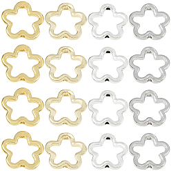 (52) Непрозрачная лаванда 20шт 4 цвета сплава бусины рамка, цветок, разноцветные, 15.5x15.5x3 мм, отверстие : 1.4 мм, 5 шт / цвет