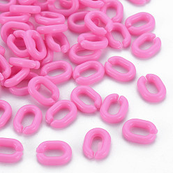 Hot Pink Opaque Acrylic Linking Rings, Quick Link Connectors, For Jewelry Chains Making, Oval, Hot Pink, 10x7.5x2.5mm, Hole: 3x5.5mm