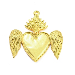 Golden Alloy Pendant Rhinestone Settings, Heart with Wings, Golden, Fit for Rhinestone: 1.4mm, 43x42x3mm, Hole: 1.7mm