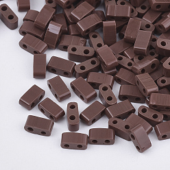 Кокосово-Коричневый Стеклянный бисер с отверстиями fgb 2, непрозрачных цветов, прямоугольные, кокосового коричневый, 4.5~5.5x2x2~2.5 мм, отверстие : 0.5~0.8 мм, около 2000 шт / упаковка
