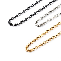 Mixed Color 304 Stainless Steel Rolo Chain Necklaces Sets, Mixed Color, 20.08 inch(510mm), 3pcs/set