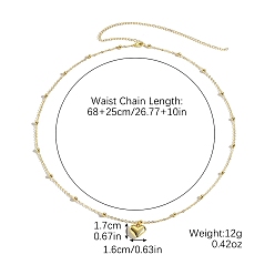 Сердце Ремни с подвесками в форме сердца из сплава для женщин, золотые, сердце, 26-3/4 дюйм (68 см), Сердце: 17 mm