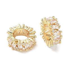 Золотой Латунные микро проложить Цирконий Европейский бисером, долговечный, бусины с большим отверстием, золотые, 11.5x4.5 мм, отверстие : 6.5 мм