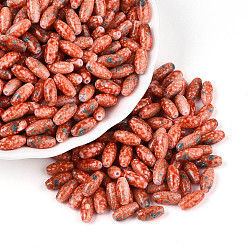 Коралловый Выпечка краска стеклянные бусины, круглое отверстие, овальные, коралл, 9.5x4~4.5 мм, отверстие : 0.8~1 мм, Около 1750 шт / фунт