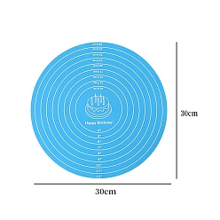 Темно-Голубой Силиконовый коврик для выпечки торта на день рождения, коврик для выпечки с антипригарным покрытием, с мерками для раскатки теста, плоско-круглые, глубокое синее небо, 300 мм