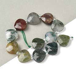 (RRHB277) Кристалл на подкладке из медово-бежевого цвета Природного индийского агата бисер нитей, слеза, граненые, с бисером, 12x12x5~6 мм, отверстие : 1 мм, около 12 шт / нитка, 6.69'' (17 см)