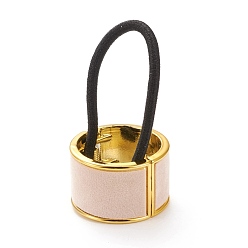Lavendel erröten Legierung Pferdeschwanz Manschette Gummi elastische Haargummis, mit flockig, Mädchen Haar-Accessoires, golden, Lavendel erröten, 33.5x22 mm, Innendurchmesser: 29 mm, Seil: 3.5 mm