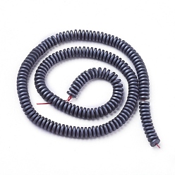 Non-magnetic Hematite Non-magnetic Synthetic Hematite Beads Strands, Frosted, Flat Round, 6x2mm, Hole: 1mm, about 191pcs/strand, 15.9 inch(40.5cm)