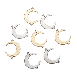 Mixed Color Brass Links Connectors, Long-Lasting Plated, Moon, Mixed Color, 22x16.5x1mm, Hole: 1.2mm