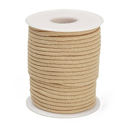 Светло-коричневый Нейлоновые нити, Миланские шнуры / витые шнуры, загар, 3 мм, около 21.87 ярдов (20 м) / рулон