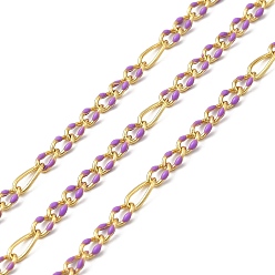 Средняя Орхидея Цепи из латунной эмали ручной работы с овальными звеньями, с катушкой, долговечный, пайки, без свинца и без кадмия, реальный 18 k позолоченный, средне орхидеи, 4.5~6x2.5~3x0.5~0.6 мм