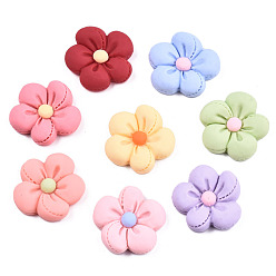 Mixed Color Opaque Resin Cabochons, Flower, Mixed Color, 1x1x1/4 inch(24x24x6mm)