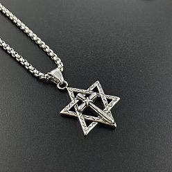 Нержавеющая Сталь Цвет Стильные 304 подвески в виде креста из нержавеющей стали со звездой Давида в стиле панк-хип-хоп, цвет нержавеющей стали