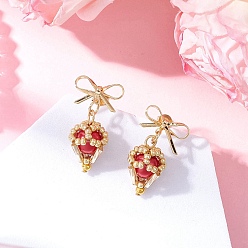 (123L) Белый крем непрозрачный блеск Серьги-гвоздики с бриллиантами из латуни, со стеклом, золотые, огнеупорный кирпич, 28x16 мм