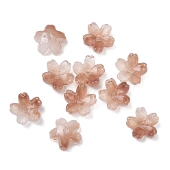 Перу Окрашенные и нагретые стеклянные колпачки для бусин, 5-лепестков цветка, Перу, 10.5x11x4.7 мм, отверстие : 1 мм