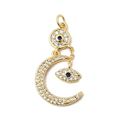 Настоящее золото 18K Латунные микро проложить кубического циркония подвески, долговечный, стойки покрытие, без свинца и без кадмия, Луна прелести, реальный 18 k позолоченный, 31 мм, Перейти кольцо: 5x0.8 мм, внутренний диаметр: 3.4 мм