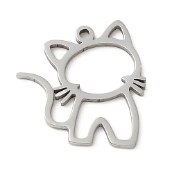 Нержавеющая Сталь Цвет Не тускнеет 5шт 201 подвески из нержавеющей стали, лазерная резка, кошачье очарование, цвет нержавеющей стали, 17x16x1 мм, отверстие : 1.2 мм