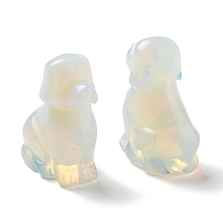 Опал Резные фигурки собак из опалита, для домашнего офиса настольный орнамент фэн-шуй, 23~25x38.5~41x51.5~53.5 мм