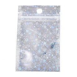 Серебро Блестящая голографическая звезда пластиковая упаковка инь-ян пакеты с застежкой-молнией, верхние пакеты с самозапечатыванием, прямоугольные, серебряные, 10x6x0.01 см, односторонняя толщина: 2.5 мил(0.065мм)