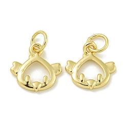 Цыпленок Стойки обшивки латунные подвески, с прыжковых колец, долговечный, без свинца и без кадмия, зодиакальный шарм, цыпленок, 11x11.8x1.5 мм, отверстие : 3.5 мм