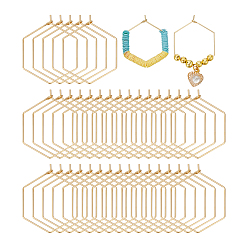 Настоящее золото 18K 80 шт. 316 серьги-кольца из нержавеющей стали, Винные стекла, шестиугольник, реальный 18 k позолоченный, 32x25x0.6 мм, отверстие : 2 мм
