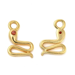 Real 18K Gold Plated 925 Sterling Silver Micro Pave Cubic Zirconia Charms, Snake Charm, Real 18K Gold Plated, 9x6x1mm, Hole: 1.2mm