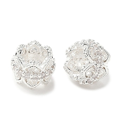 Серебро Латунные микро проложить Цирконий Европейский бисером, долговечный, бусины с большим отверстием, серебряные, 8.5x6.5 мм, отверстие : 5x5 мм