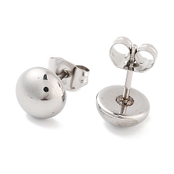 Нержавеющая Сталь Цвет Не тускнеющие полукруглые 316 серьги-гвоздики из хирургической нержавеющей стали для женщин и мужчин, цвет нержавеющей стали, 8 мм