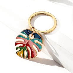 Разноцветный Эмалированные брелки, украшения для сумок и кошельков, лист, красочный, 6.5x3 см