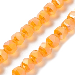 Сэнди Коричневый Гальванизируйте прозрачное стекло бисер нитей, матовые, граненые, фонарь, песчаный коричневый, 7x7.8x7.5 мм, отверстие : 1.5 мм, около 72 шт / нитка, 20.79'' (52.8 см)