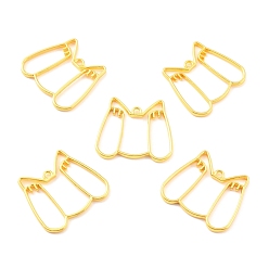 Golden Alloy Open Back Bezel Pendants, for DIY UV Resin, Epoxy Resin, Pressed Flower Jewelry, Cadmium Free & Lead Free, Cat, Golden, 29.5x33x2mm, Hole: 2mm