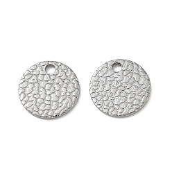 Stainless Steel Color 304 Stainless Steel Chain Extender Drop, Textured Flat Round, Stainless Steel Color, 10x1mm, Hole: 1.6mm