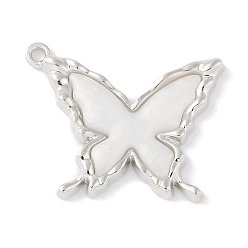 Белый Стойки обшивки сплава эмали подвески, без кадмия, без никеля и без свинца, очарование бабочки, платина, белые, 20.5x27.5x3 мм, отверстие : 1.6 мм