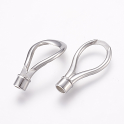 Stainless Steel Color 304 Stainless Steel Magnetic Clasps with Glue-in Ends, Smooth Surface, Stainless Steel Color, 44x18x7.5mm, Hole: 5mm