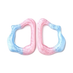 Светло-Синий Кабошон из полупрозрачной смолы с декодированием, двухцветная блестящая рамка неправильной формы, розовый жемчуг, голубой, 43x32x6 мм