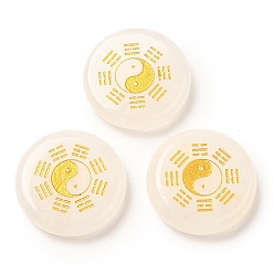Хрусталь Кристалл кабошоны природного кварца, горный хрусталь плоский круглый с гравировкой золота тайцзи инь-ян, 25~26x6~7 мм