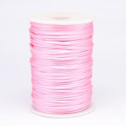 Pink Polyester Cord, Satin Rattail Cord, for Beading Jewelry Making, Chinese Knotting, Pink, 2mm, about 100yards/roll