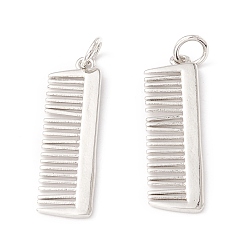 Платина Латунные подвески, с прыжковых колец, без кадмия и без свинца, долговечный, расческа, платина, 24x7.5x1 мм, отверстие : 3 мм
