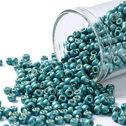 (PF569F) PermaFinish Turquoise Metallic Matte Toho runde Rocailles, japanische Rocailles, (pf 569 f) permafinish türkis metallic matt, 8/0, 3 mm, Bohrung: 1 mm, ca. 10000 Stk. / Pfund