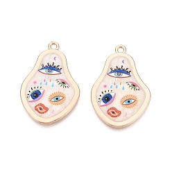 Разноцветный Печатные эмали подвески сплава, груша и оберег от сглаза, стойки покрытие, без кадмия и без свинца и без никеля, золотые, красочный, 37.5x25x2~2.5 мм, отверстие : 2 мм