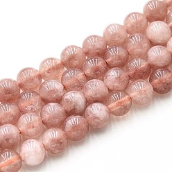 Темный Лосось Природного кварца нитей бисера, окрашенные, круглые, имитация солнечного камня, темный лосось, 6~6.5 мм, отверстие : 0.9~1 мм, около 60~63 шт / нитка, 14.96~15.35 дюйм (38~39 см)