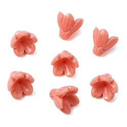Dark Salmon Dyed Synthetic Coral Carved Beads, Flower, Dark Salmon, 13~13.5x14.5~15mm, Hole: 1.5~1.6mm
