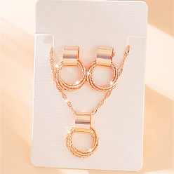 Розовое Золото Комплекты из колье и серег-гвоздиков из сплава колец, розовое золото , 440 мм
