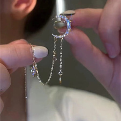 Луна Серьги-каффы из сплава стразов, золотой свет, луна