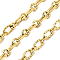 Золотой 304 цепи из текстурированной нержавеющей стали с овальными звеньями, несварные, с катушкой, ионное покрытие (ip), золотые, 7.5x4.5x0.9 мм