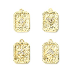Mixed Shapes 8 шт 4 стили латунные подвески из микропаве с фианитом, прелести игральных карт, разнообразные, 17x11x2 мм, отверстие : 1.4 мм, 2 шт / стиль