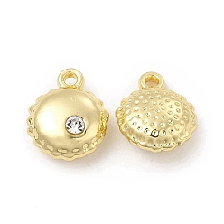 Golden Alloy Rhinestone Pendants, Flat Round Charm, Golden, 12x9.5x4.5mm, Hole: 1.2mm