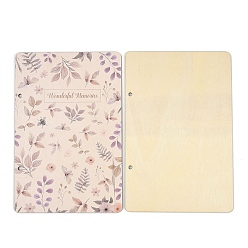Feuille Couverture d'album photo imprimée en bois à anneaux en forme de carte postale, feuille, 2mm, Trou: 240x160x3.5mm, 5.5 pièces / kit