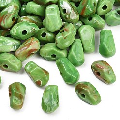 Зеленый лайм Непрозрачный акрил европейского бисера, самородки, рис, большое отверстие шарик, зеленый лайм, 21x12x12.5 мм, отверстие : 4 мм, Около 310 шт / 500 г