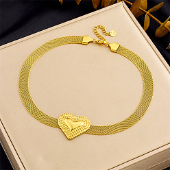 Сердце 304 женские ожерелья-цепочки из сетки из нержавеющей стали, золотые, сердце, 16.14 дюйм (41 см)